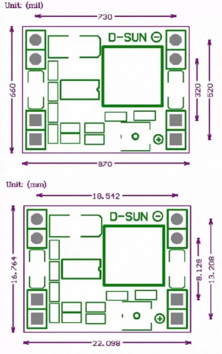 Mini MP1584 Board Dimensions